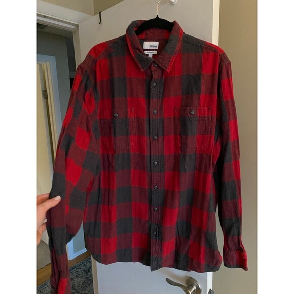 Sonoma Buffalo Check Flannel Modern Fit Button Down Red Gray/Black Size XL EUC - Picture 5 of 8